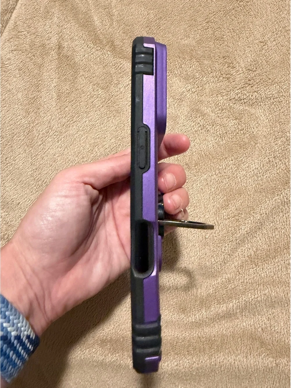Iphone 16 Pro Purple Case with stand and lens protector